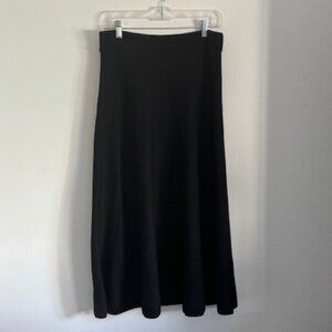 Joseph A. Qu’est-ce que C’est Silk Black Knit A-Line Midi Skirt_size Medium